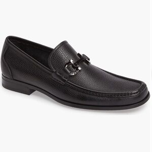 Salvatore Ferragamo Pebbled Black Leather Men's Loafers